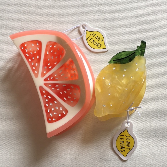 NWT Jenny Lemons set of 2 fruit hair claws, Lemon and Grapefruit - Picture 4 of 11